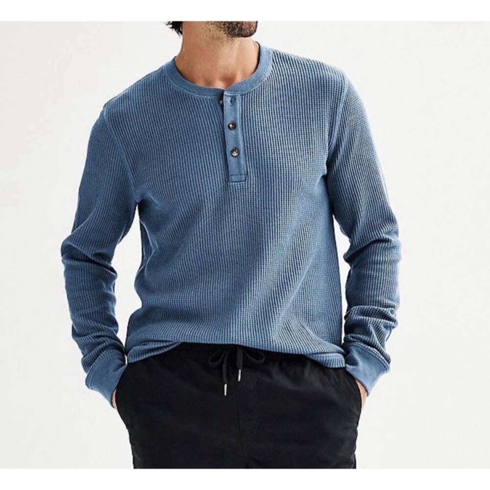 Sonoma Goods For Life® Essential Long Sleeve Waffle Henley Tee/Blue/2XL New